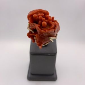 Natural Red Japanese Coral 14k Size 5 1/2 Estate